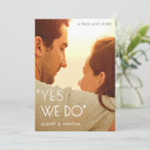 Moderne Hochzeitsszene Foto Einladung (Stehend Vorderseite)