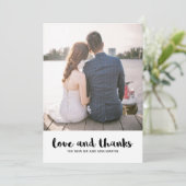Moderne Hochzeitsszene Liebe und Dank Foto Dankeskarte (Stehend Vorderseite)
