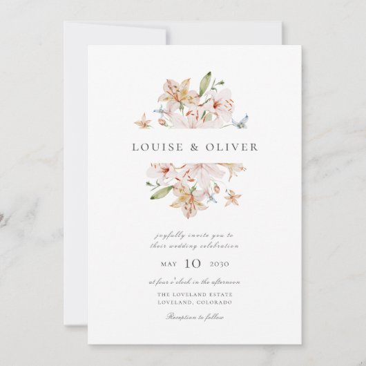 Moderne Hochzeitsszene Wasserfarben Einladung (Vorderseite)