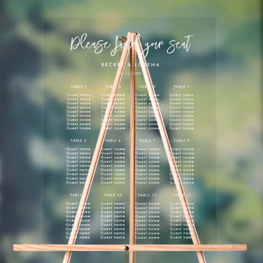 Moderne Hochzeitstabelle Acrylschild (Neutral)