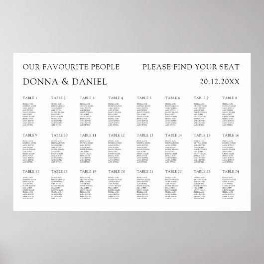 Moderne Hochzeitstabelle Poster (Vorne)