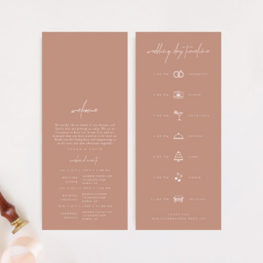 Moderne Hochzeitstagszeitachse mit einfachem Rosa