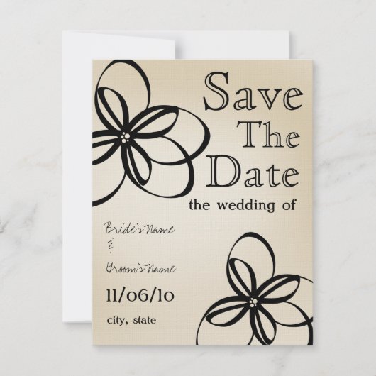 Moderne Hochzeitställe und Schwarz Save the Date (Vorderseite)