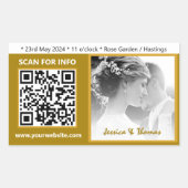 Moderne Hochzeitsticker, QR-Code, Foto, Gold Rechteckiger Aufkleber (Vorderseite)
