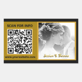 Moderne Hochzeitsticker, QR-Code, Foto, Schwarz Rechteckiger Aufkleber (Vorderseite)