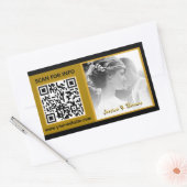 Moderne Hochzeitsticker, QR-Code, Foto, Schwarz Rechteckiger Aufkleber (Umschlag)
