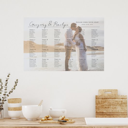 Moderne Hochzeitstil-Tabelle für Fotos, 24 Tische Poster (Küche)