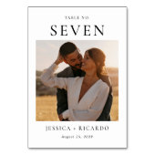 Moderne Hochzeitstisch-Foto-Tischkarte Tischnummer (Rückseite)
