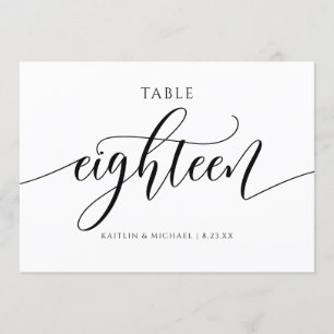 Moderne Hochzeitstisch-Nummern Kalligrafie - 18 Einladung