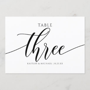 Moderne Hochzeitstisch-Nummern Kalligrafie - 3 Einladung