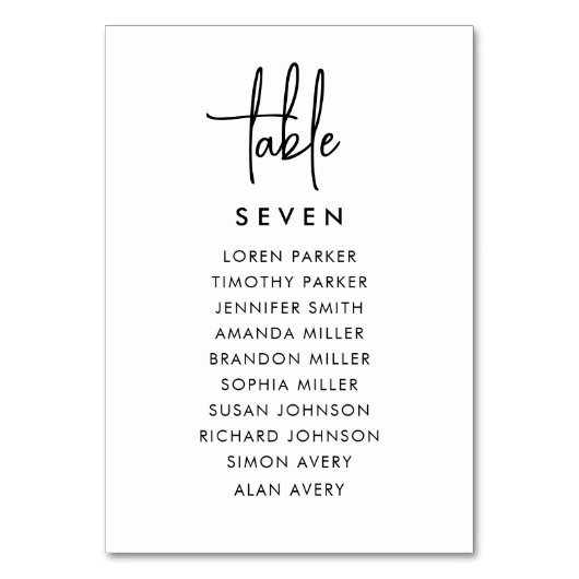 Moderne Hochzeitstisch-Seekarten Tischnummer (Vorderseite)