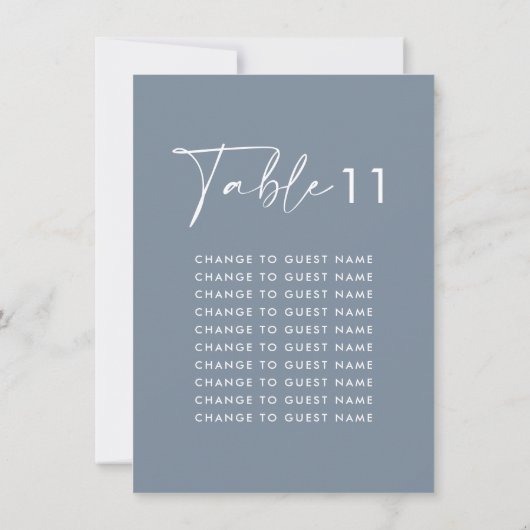 Moderne Hochzeitstisch-Sitzkarte (Rückseite)