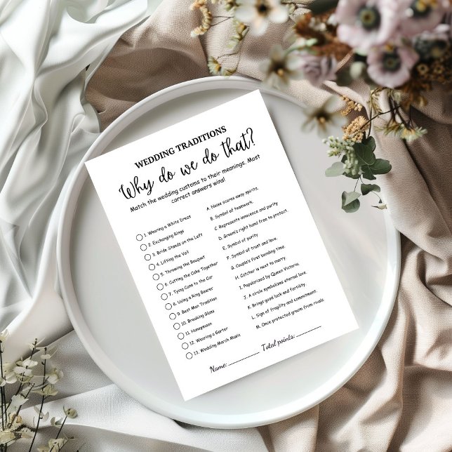 Moderne Hochzeitstradition Brautparty Game Card (Von Creator hochgeladen)