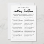 Moderne Hochzeitstraditionen Brautparty Game Card Einladung (Vorderseite)