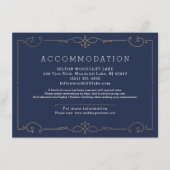 Moderne Hochzeitsunterkunft in blauer Eleganz Begleitkarte (Vorderseite)