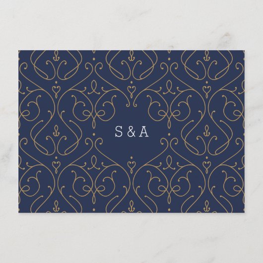 Moderne Hochzeitsunterkunft in blauer Eleganz Begleitkarte (Rückseite)