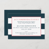 Moderne Hochzeitsunterkünfte für Marine und White Begleitkarte (Vorne/Hinten)