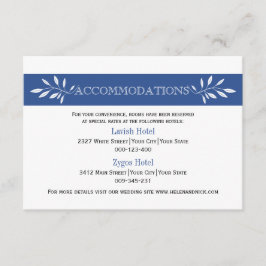 Moderne Hochzeitsunterkünfte in Indigoblau, weiß Begleitkarte