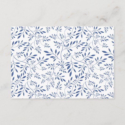 Moderne Hochzeitsunterkünfte in Indigoblau, weiß Begleitkarte (Rückseite)