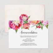 Moderne Hochzeitsunterkünfte mit Blumenkorallen Begleitkarte (Vorne/Hinten)