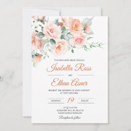 Moderne Hochzeitsvorlage für Light Peach Einladung