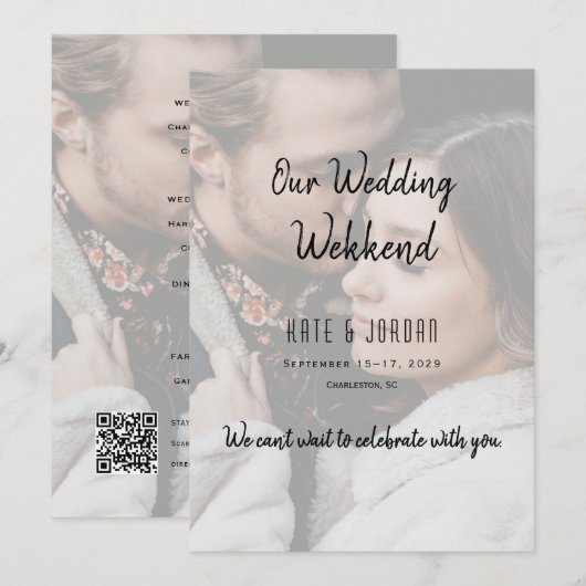 Moderne Hochzeitswochenend-Itinerar Einladung (Vorne/Hinten)