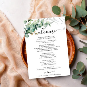 Moderne Hochzeitswochenend-Itinerary-Karte mit Grü Einladung