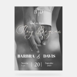 Moderne Holding Hands Story beginnt Hochzeit Acrylschild