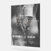 Moderne Holding Hands Story beginnt Hochzeit Acrylschild (Winkel)