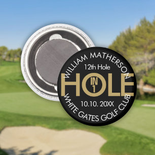 Moderne Hole in One Schwarz und Gold Magnet