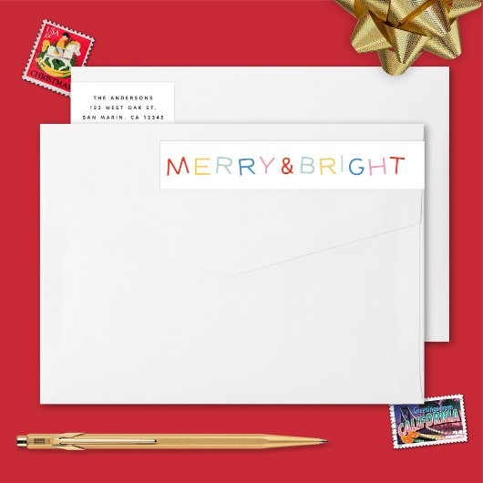 Moderne Holiday Merry & Bright Rücksendeadresse