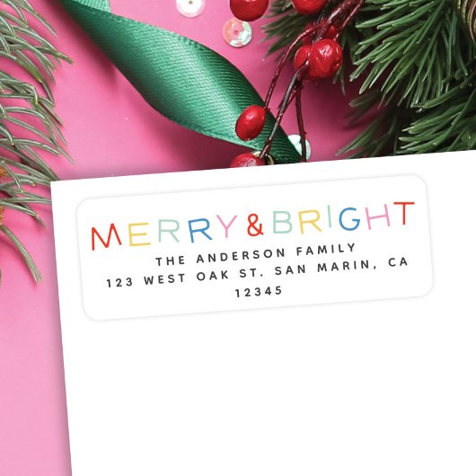 Moderne Holiday Merry & Bright Rücksendeadresse