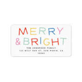 Moderne Holiday Merry & Bright Rücksendeadresse Adressaufkleber (Vorne)