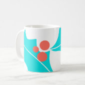 Moderne Holly Berry Tasse Türkis und Korallen (Vorderseite Links)