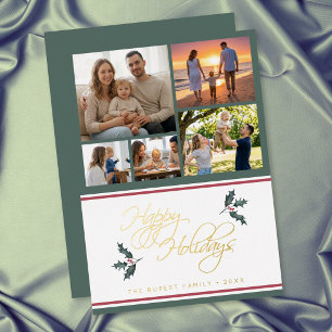Moderne Holly Five Foto-Collage Frohe Feiertage