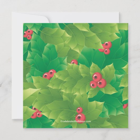 Moderne Holly Frame Feiertage Einladung (Rückseite)