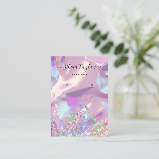 Moderne Holografie-Einhornskripte Visitenkarte (Stehend Vorderseite)