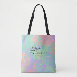 Moderne Holografie-Script Rainbow Pastel Tote Bag Tasche