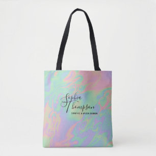 Moderne Holografie-Script Rainbow Pastel Tote Bag Tasche