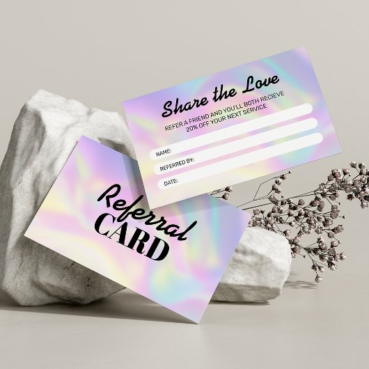Moderne Holografie teilen die Liebe Hair Stylist Empfehlungskarte
