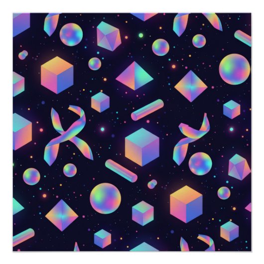 Moderne holografische 3D-geometrische Kunstposter Poster (Vorderseite)