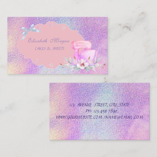 Moderne, holografische Backbäckerei Visitenkarte (Vorne/Hinten)