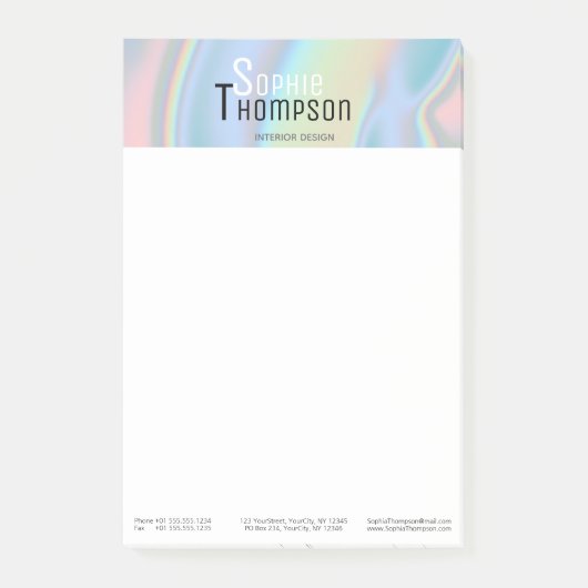 Moderne holografische flüssige Marmor Post-it Klebezettel (Vorderseite)