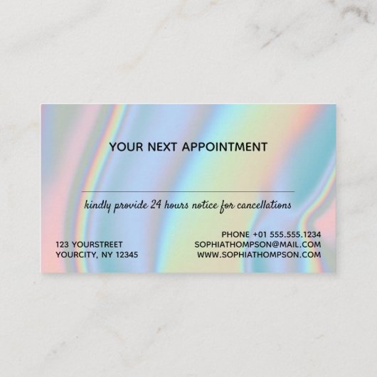 Moderne holografische flüssige Marmor Terminkarte (Rückseite)