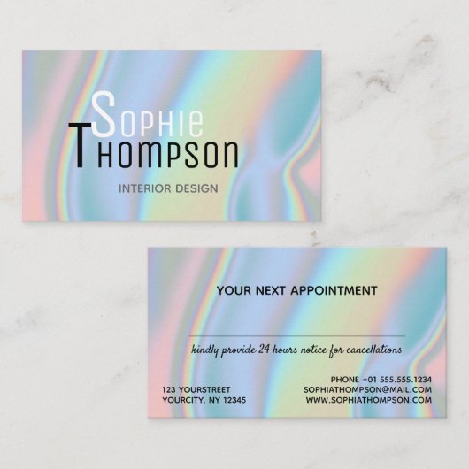 Moderne holografische flüssige Marmor Terminkarte (Vorne/Hinten)