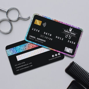 Moderne holografische Glitter-Kreditkarten-Friseur Visitenkarte