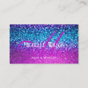 Moderne holografische Glitter-Monogramm-Schrift Sa Visitenkarte