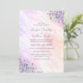 Moderne holografische Glitzer Glitzern Aquarell Einladung (Stehend Vorderseite)