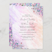 Moderne holografische Glitzer Glitzern Aquarell Einladung (Vorne/Hinten)