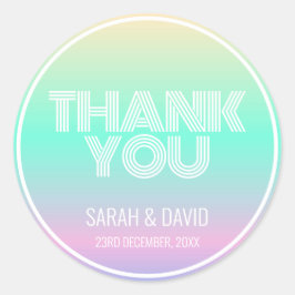 Moderne holografische Gradient Neon Wedding Runder Aufkleber